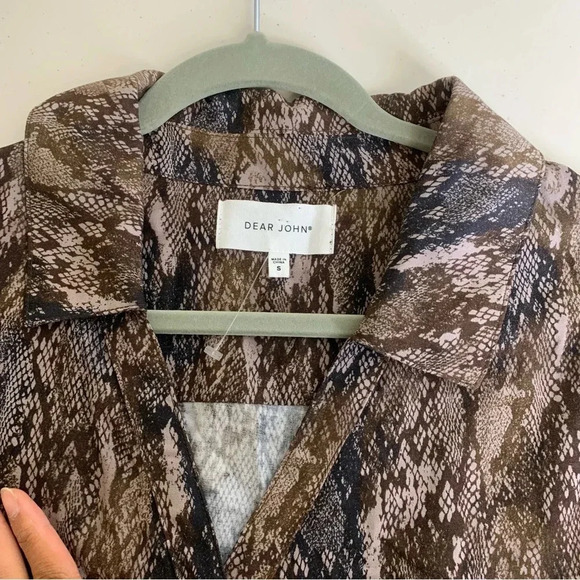 Y2K Babydoll Snake Print Gathered Front Buttoned Shirt Blouse Top Size Small - Picture 10 of 12